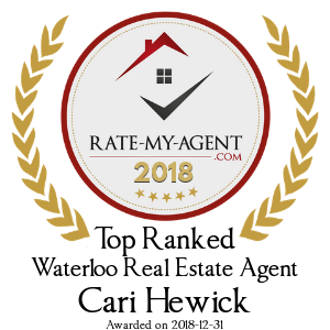 Top Rated Waterloo Real Estate Agent Badge for Cari Hewick verified on 2018-12-20 by Rate-My-Agent.com