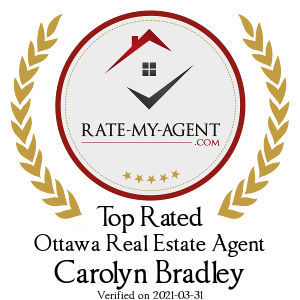 Top Rated Ottawa Real Estate Agent Badge for Carolyn Bradley verified on 2019-03-14 by Rate-My-Agent.com